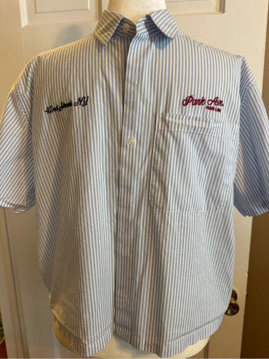 Abercrombie & Fitch Other - Abercrombie & Fitch Light Blue and White Striped graphic workwear cropped shirt